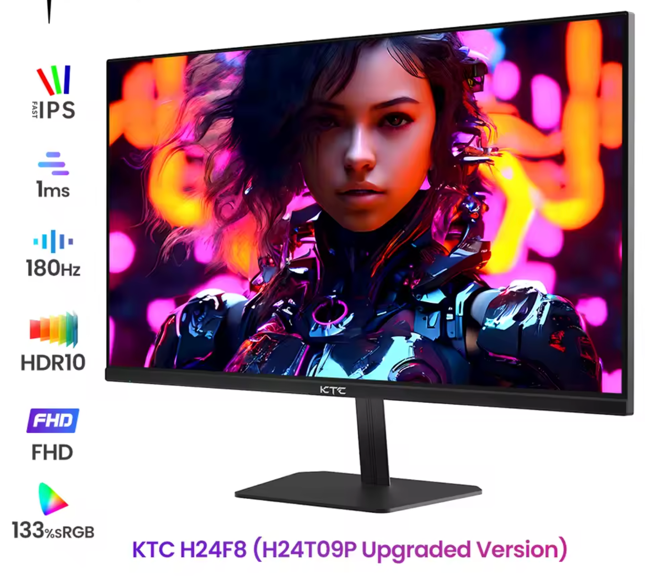 (2025 H24T09P verbesserte Version) KTC H24F8 FHD 23,8" 180Hz Gaming-Monitor mit realistischer Farbwiedergabe 1920*1080 Auflösung