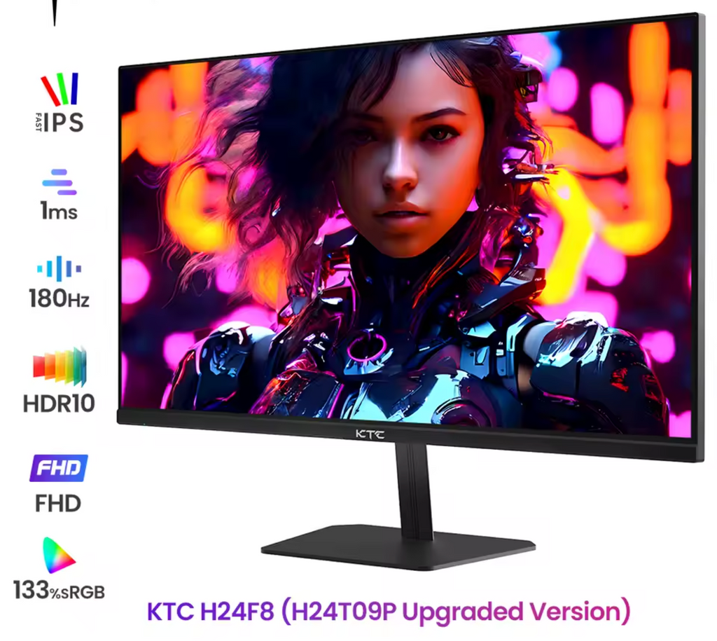 (2025 H24T09P verbesserte Version) KTC H24F8 FHD 23,8" 180Hz Gaming-Monitor mit realistischer Farbwiedergabe 1920*1080 Auflösung