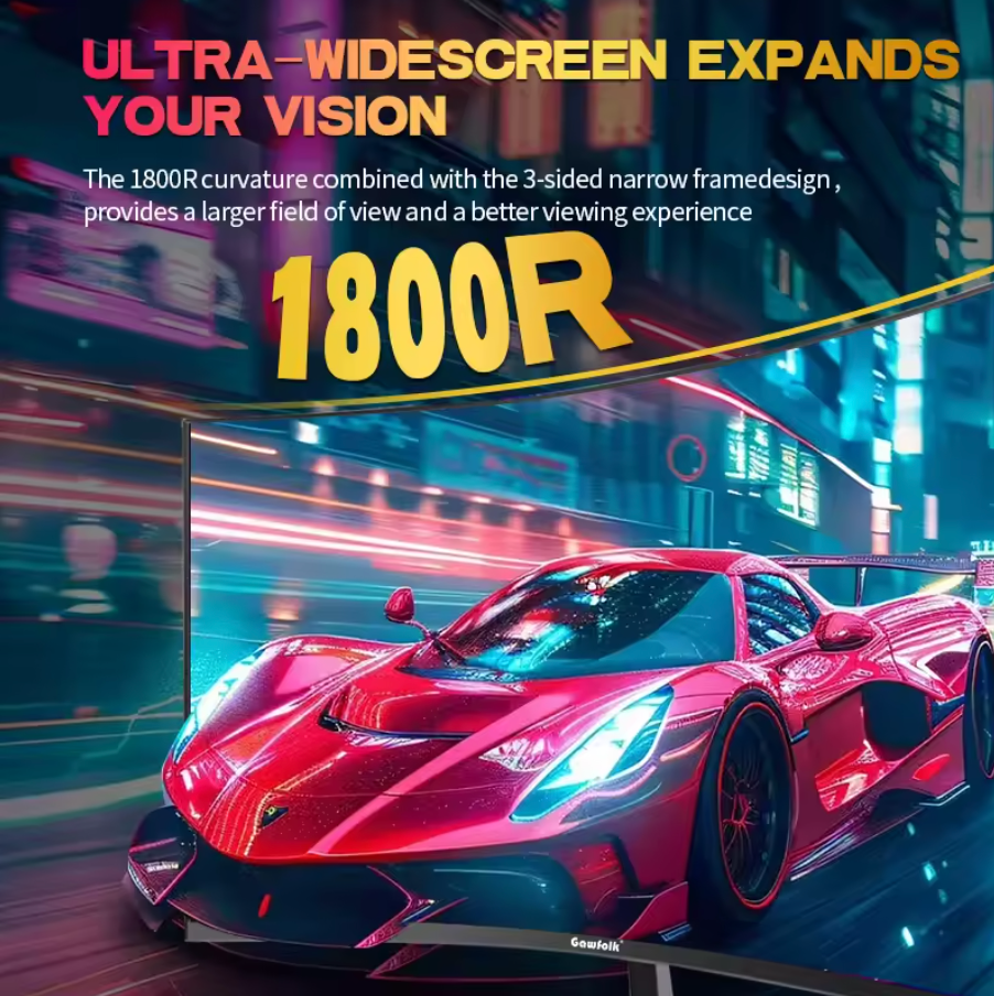 27 inch Curved Gaming Monitor,144Hz/180Hz PC Monitor Full HD 1080P, Frameless 1800R Computer Display with FreeSync DP, HDMI Port