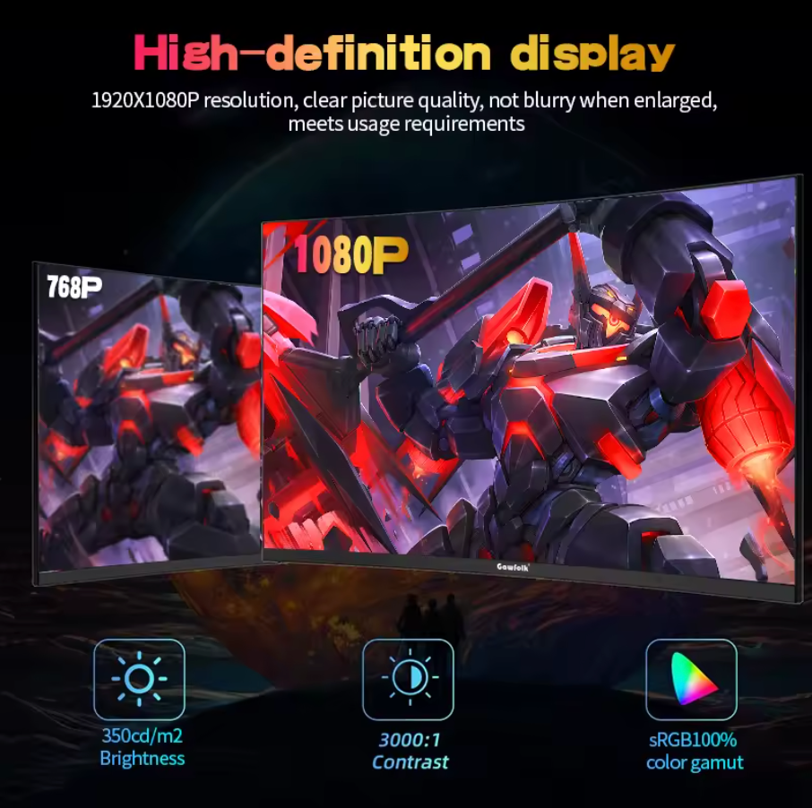 27 inch Curved Gaming Monitor,144Hz/180Hz PC Monitor Full HD 1080P, Frameless 1800R Computer Display with FreeSync DP, HDMI Port